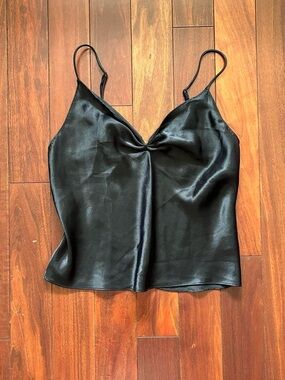 Black Satin Cami Tank Top (Size S)